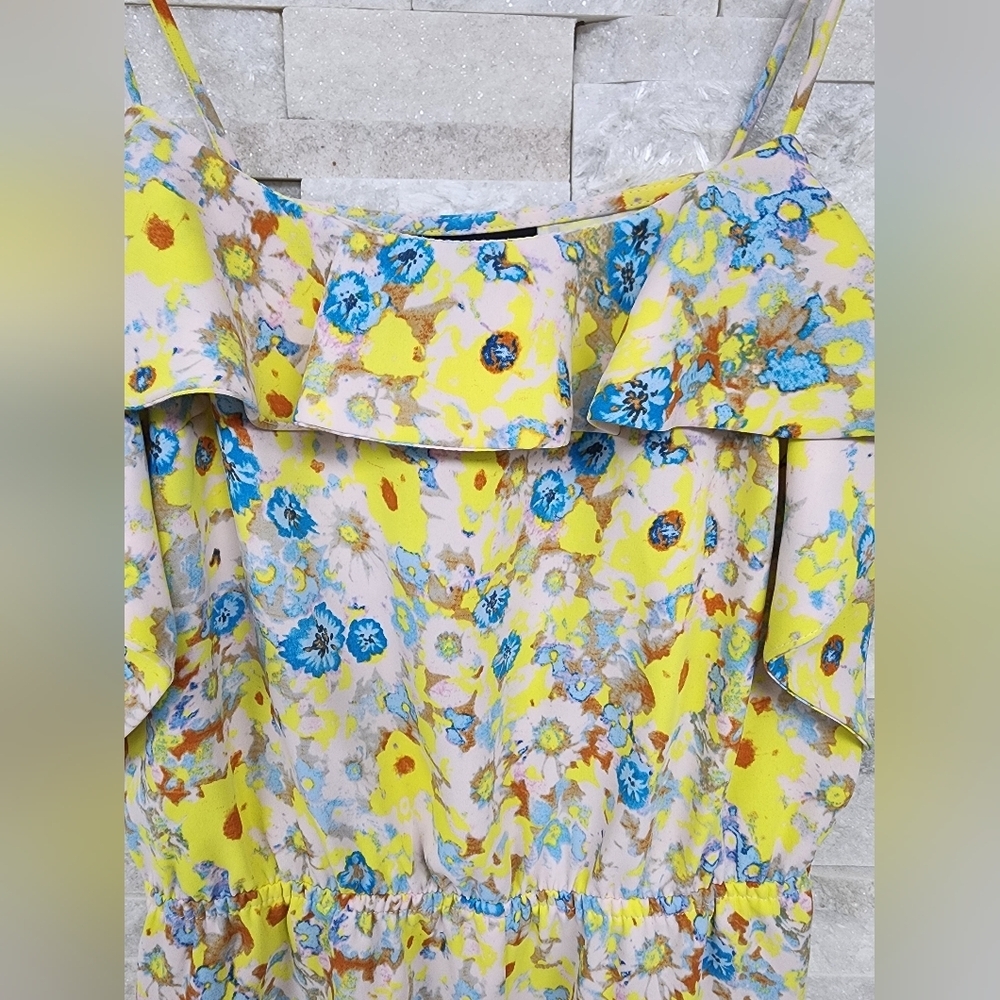 Topshop Floral Romper Shirts Pastel Multi Color Ruffles Straps Shorts Jumpsuit - Picture 4 of 7